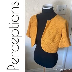 Perceptions Women's Cropped Yellow Cardigan
